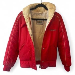 Vintage Moncler x Asics White Tag Red Puffer Ski Jacket And Bibs S/XS